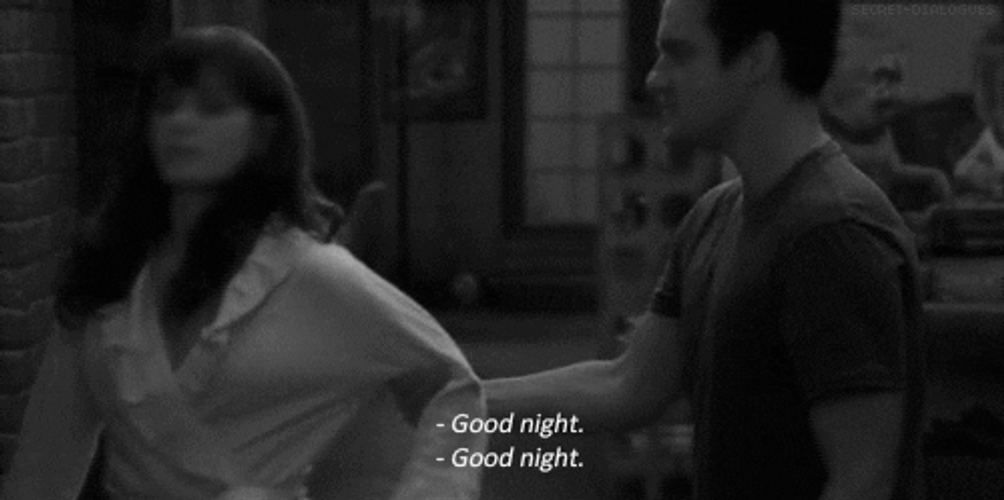 Goodnight Kiss Cute Hug Zooey Deschanel GIF