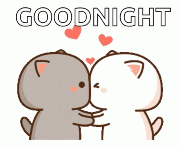Goodnight Kiss Peach Goma Cat Couple GIF