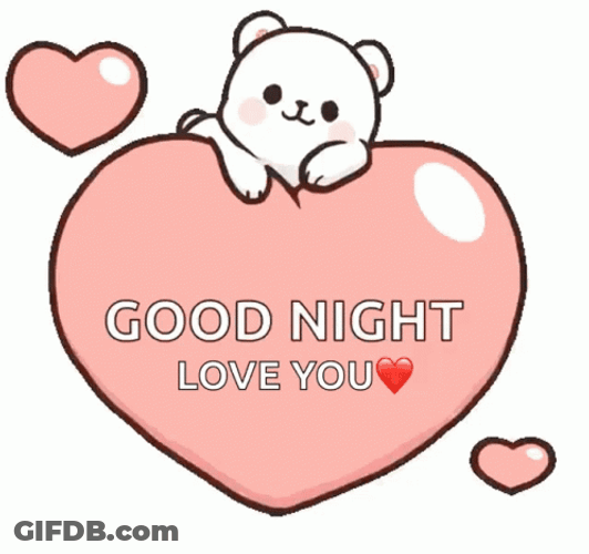 Goodnight My Love Bouncing Heart White Bear GIF