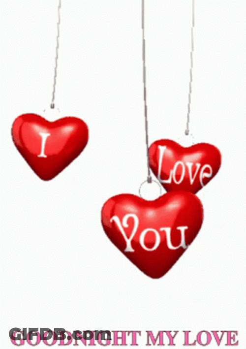 Goodnight My Love Dangling Hearts GIF