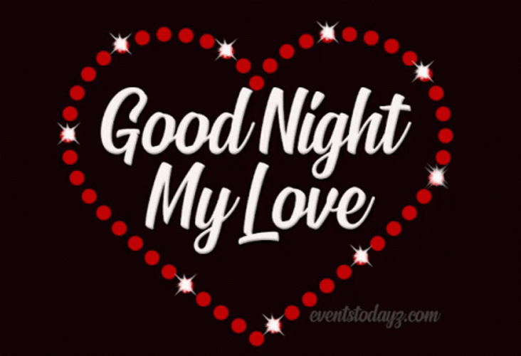 Goodnight My Love Heart Glittering GIF