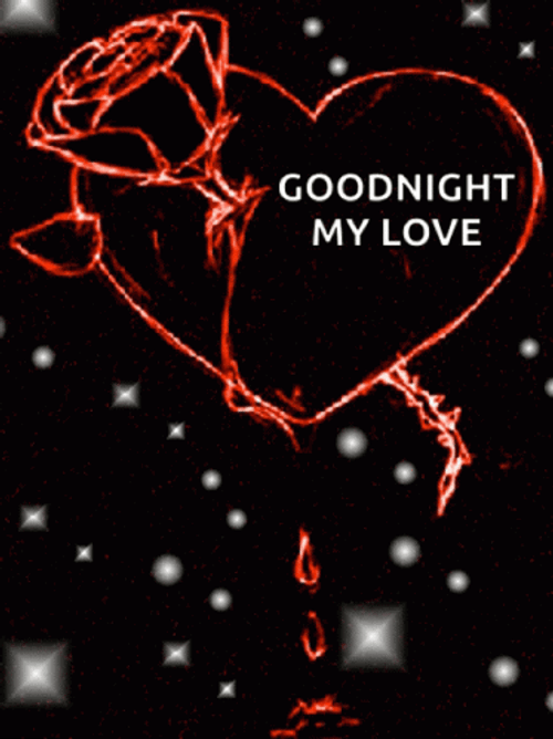 Goodnight My Love Neon Roses Heart Snow GIF