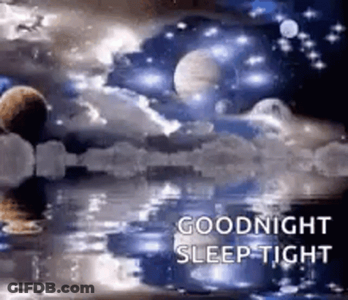 Goodnight Sleep Tight Greeting Card With Moon And Clouds GIF
