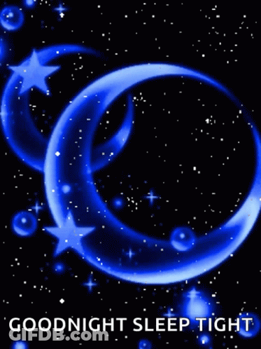 Goodnight Sleep Tight Greeting Card With Purple Crescent Moons And Stars GIF
