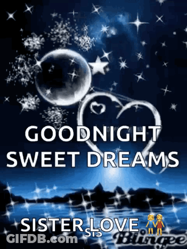 Goodnight Sweet Dreams Greeting Card With Hearts And Stars GIF