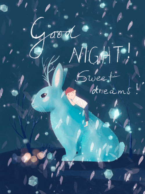 Goodnight Sweet Dreams My Love Blue Rabbit Snow GIF