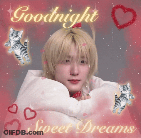 Goodnight Sweet Dreams Poster With Boy And Cats GIF
