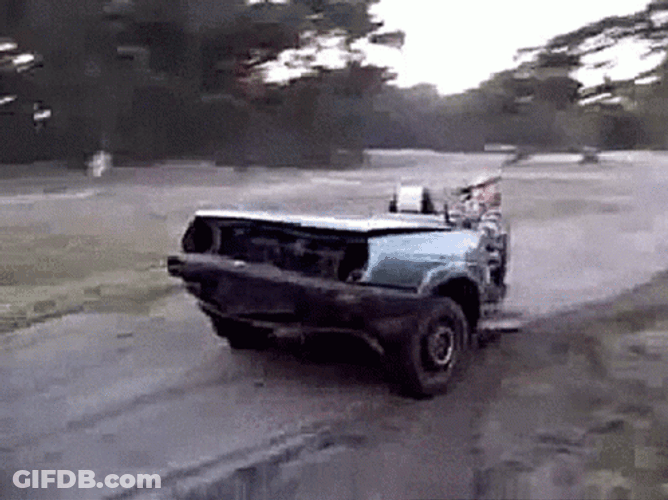 Goofy Ahh Cars Man Driving Half Vehicle GIF