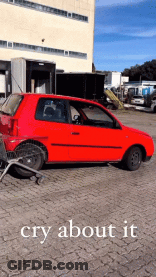 Goofy Ahh Cars Vehicle With Attached Shopping Carts GIF