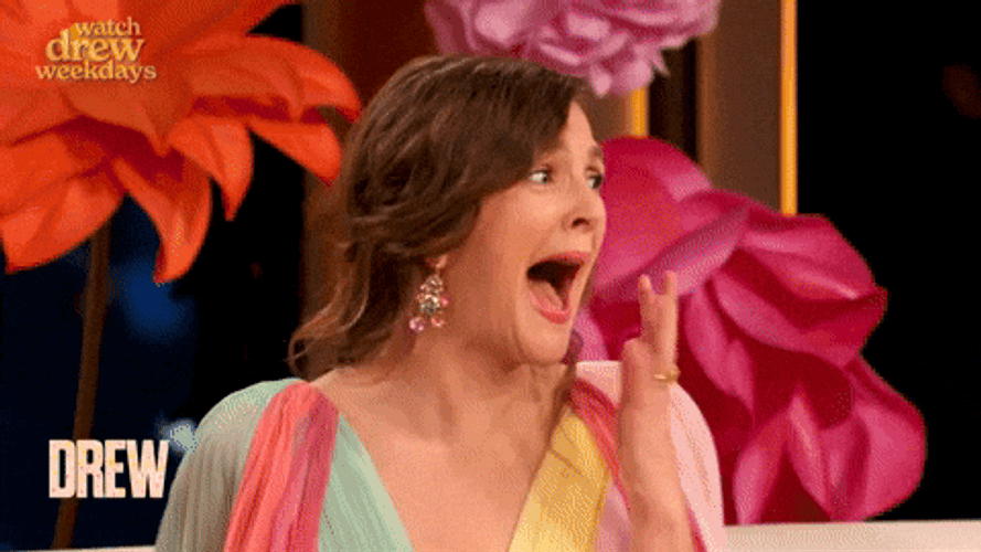 Goofy Ahh Excited Drew Barrymore Meme GIF