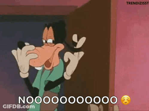 Goofy Cartoon Character Saying No GIF