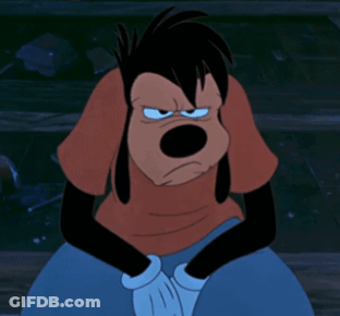 Goofy Cartoon Character Sitting With Hands Folded GIF