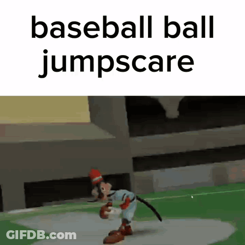 Goofy Catching Baseball With Baseball Ball Jumpscare GIF