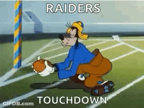 Goofy Catching Football Raiders Touchdown GIF