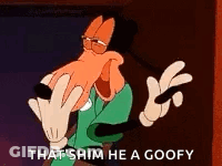 Goofy From Mickey Mouse Is Making A Funny Face While Wearing Glasses And Gloves . GIF
