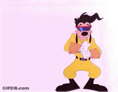Goofy From Mickey Mouse Is Wearing A Yellow Superhero Costume . GIF