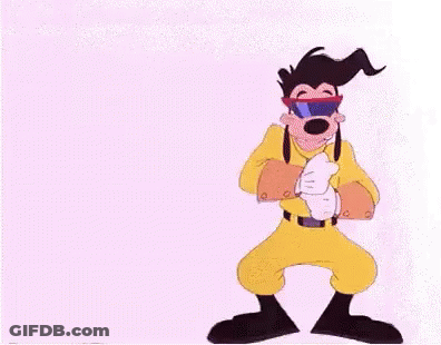 Goofy From Mickey Mouse Is Wearing A Yellow Superhero Costume . GIF