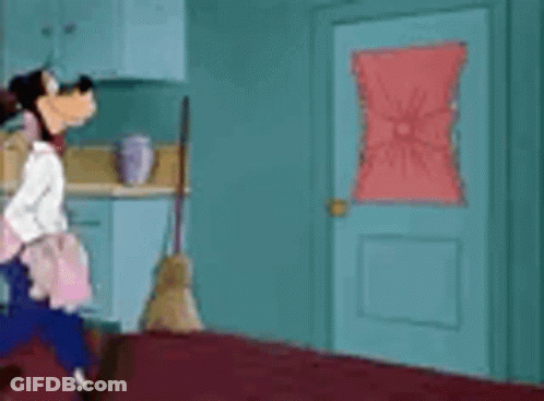 Goofy From The Simpsons Running With Broom GIF