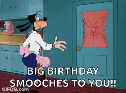 Goofy In Kitchen Saying Big Birthday Smooches GIF