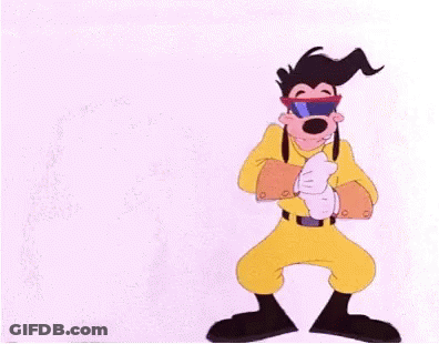 Goofy In Yellow Costume And Sunglasses Dancing GIF