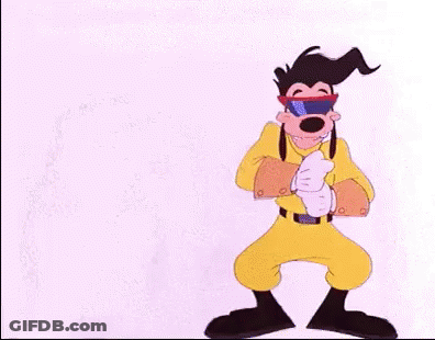 Goofy In Yellow Costume And Sunglasses GIF