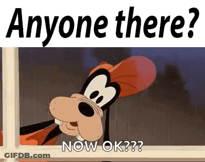 Goofy Is Looking Out Of A Window And Says `` Anyone There ? Now Ok ? '' . GIF