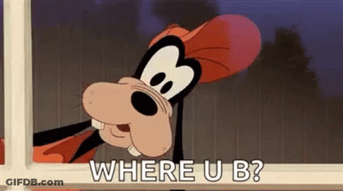 Goofy Is Looking Out Of A Window And Says `` Where U B? '' GIF