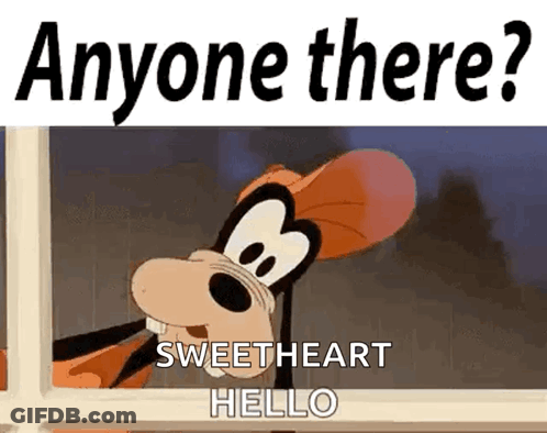 Goofy Is Peeking Out Of A Window And Says `` Anyone There ? Sweetheart Hello '' . GIF
