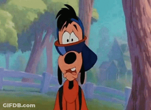Goofy Is Wearing A Blue Hat And A Red Sweater . GIF