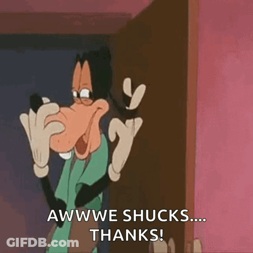 Goofy Saying Aww Shucks GIF