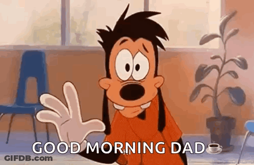 Goofy Saying Good Morning Dad While Waving GIF