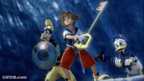 Goofy Sora And Donald Duck Standing Together GIF