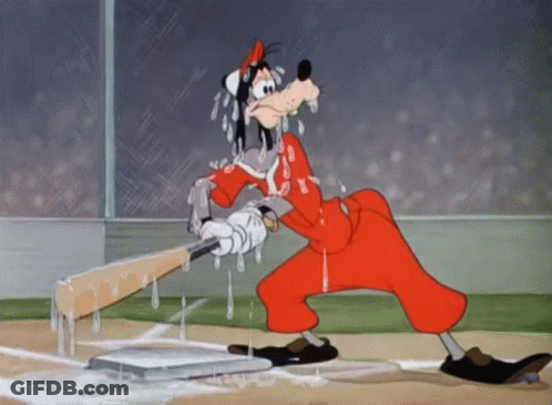 Goofy Sweating Holding Baseball Bat GIF