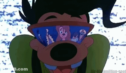 Goofy Wearing Goggles With Mickey Mouse Behind Him GIF