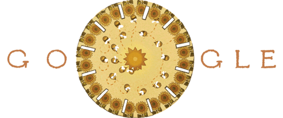 Google Icon Sunflower Bees Design GIF