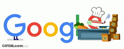 Google Logo Chef Holding Spatula And Carrots GIF