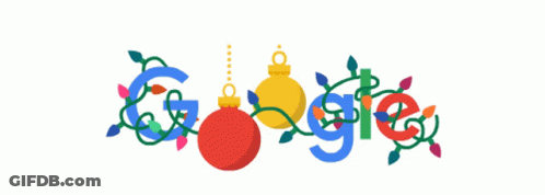 Google Logo With Christmas Ornaments GIF