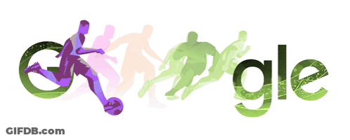 Google Logo With Soccer Player Kicking Ball GIF