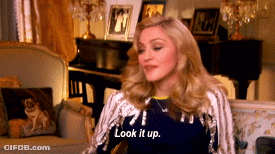 Google Search Madonna Drinking GIF