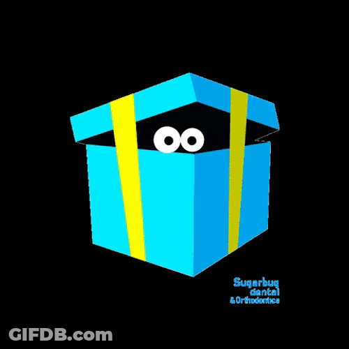 Googly Eyes Looking Outside Colorful Box GIF