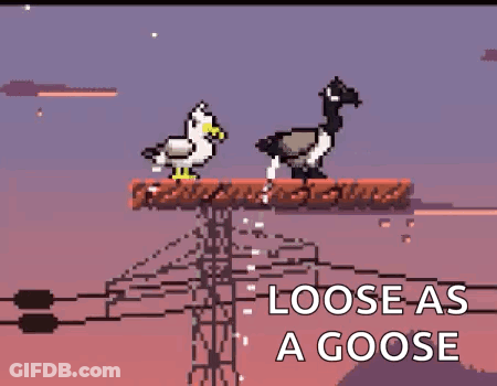 Goose And Bird Standing On Platform Pixel Art GIF