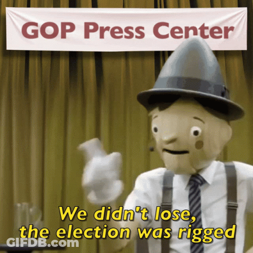 GOP Press Center Banner Behind Puppet GIF
