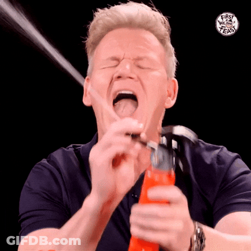 Gordon Ramsay Tastes Fire Extinguisher GIF