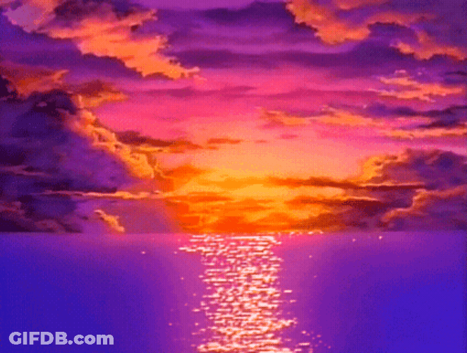 Gorgeous Beach Sunset Anime Scenery GIF