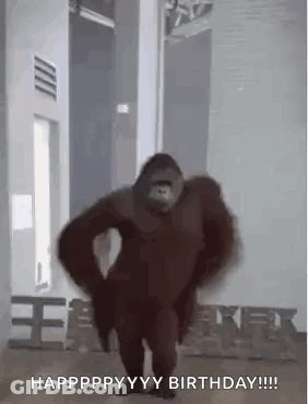 Gorilla Dancing And Saying Happy Birthday Carl GIF