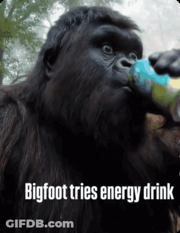 Gorilla Drinking Bigfoot Tries Energy Drink GIF