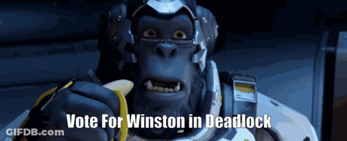 Gorilla Holding Banana Saying Vote For Winston In Deadlock GIF