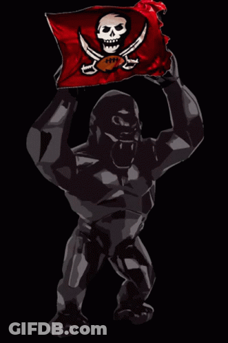 Gorilla Holding Flag With Skull And Crossbones GIF