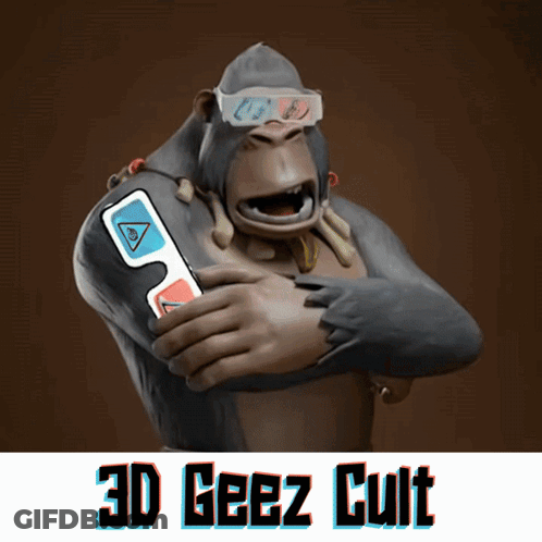 Gorilla In 3D Glasses With 3D Geez Cult GIF