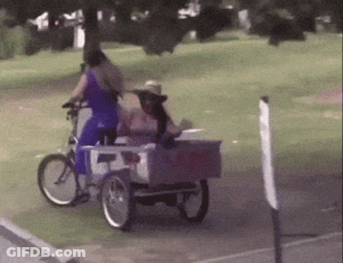 Gorilla Pushing Girl In Red Wagon Saying When The Going Gets Tough GIF